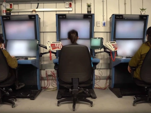 Female IDF observers of the 414th Battalion at the newly built situation room at the army's Re'im base near Gaza, Nov. 6, 2023. Credit: IDF.