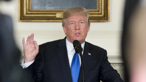 President Donald Trump delivers remarks on Iran strategy at the White House in Washington on Oct. 13, 2017. Photo by D. Myles Cullen/White House.