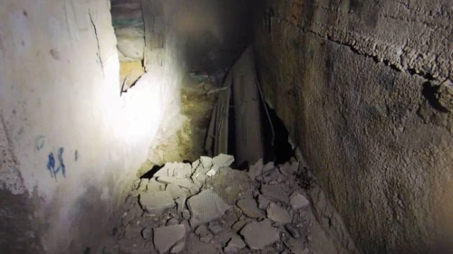 The entrance to a terror tunnel discovered underneath the al-Ansar mosque in the Jenin refugee camp, July 4, 2023. Credit: IDF Spokesperson.