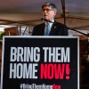 U.S. Ambassador Jacob J. Lew speaks at a rally at "Hostage Square" in Tel Aviv calling for the release of Israelis held by Hamas terrorists in Gaza, Jan. 13, 2024. Photo by Avshalom Sassoni/Flash90.
