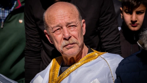 Supporters greet terrorist murderer Maher Younis, who was released after 40 years in prison, in 'Ara, Israel, Jan. 19, 2023. Photo by Fadi Amun/Flash90.