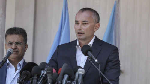 United Nations Special Coordinator for the Middle East Peace Process Nickolay Mladenov speaks at a press conference during his visit in Gaza on July 15, 2018. By Wissam Nassar/Flash90.
