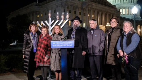 A menorah was set up on the House Triangle of the capitol grounds for the first outdoor lighting at the Capitol, organized by Rabbi Levi Shemtov, executive vice president of American Friends of Lubavitch (Chabad) and Rep. Debbie Wasserman Schultz (D-Fla.). Photo by Dmitriy Shapiro.