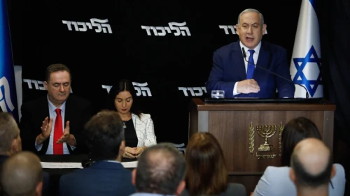 Israeli Prime Minister Benjamin Netanyahu delivers a statement following his victory in the Likud Party primaries, Dec. 27, 2019. Photo by Flash90.