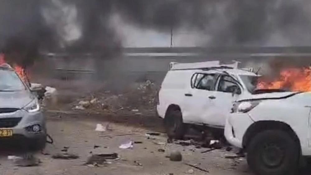 The scene of an anti-tank missile attack near Moshav Dovev in the Upper Galilee, Nov. 12, 2023. Source: Screenshot.