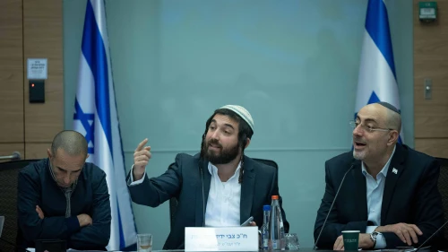 MK Zvi Sukkot leads the Subcommittee for Judea and Samaria at the Knesset in Jerusalem, March 12, 2024. Photo by Yonatan Sindel/Flash90.