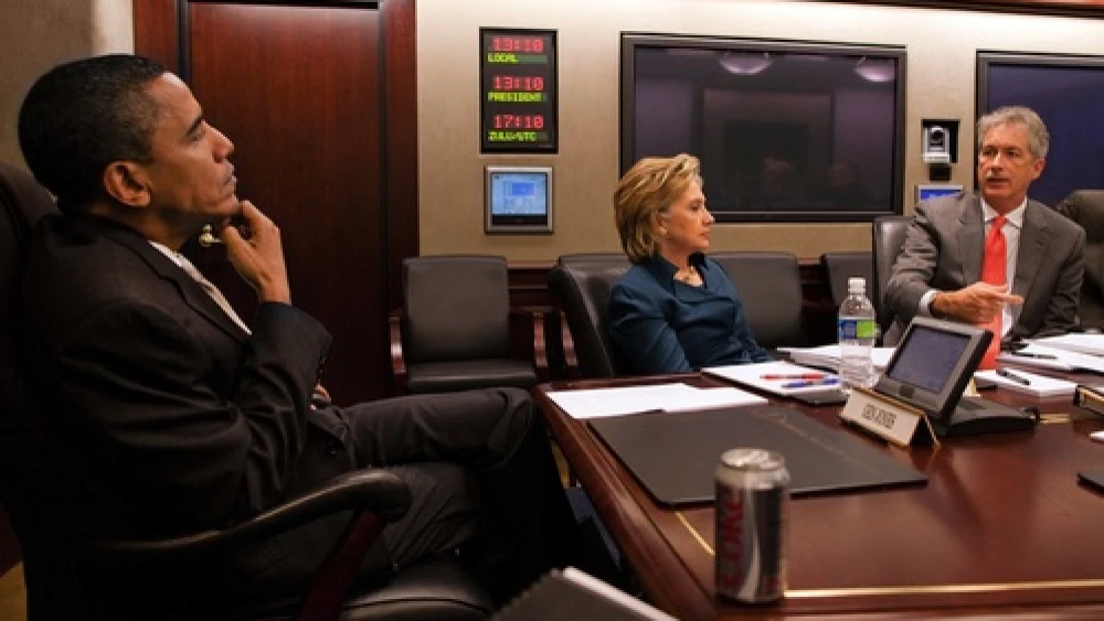 Click photo to download. Caption: President Barack Obama, Secretary of State Hillary Clinton, and Undersecretary of State Bill Burns in the White House Situation Room. Credit: White House.