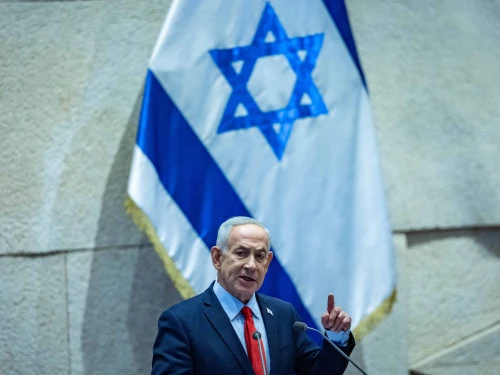 Israeli Prime Minister Benjamin Netanyahu delivers a speech at the Knesset in Jerusalem, Feb. 23, 2026. Photo by Yonatan Sindel/Flash90.