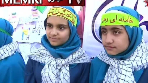 Iranian schoolgirls demonstrating on the anniversary of the 1979 takeover of the U.S. embassy in Tehran. (MEMRI)