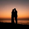 Illustration of a couple by the beach in Tel Aviv on Tu B'Av, 2020. Photo by Mila Aviv/Flash90.