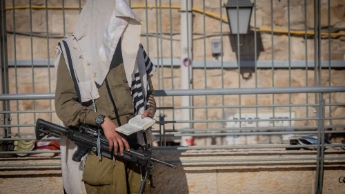 Ultra-Orthodox Jewish soldiers from the Hasmonean Brigade take part in a beret march after completing seven months of basic and advanced training, at the Western Wall in Jerusalem's Old city on Aug. 6, 2025. Photo by Chaim Goldberg/Flash90.