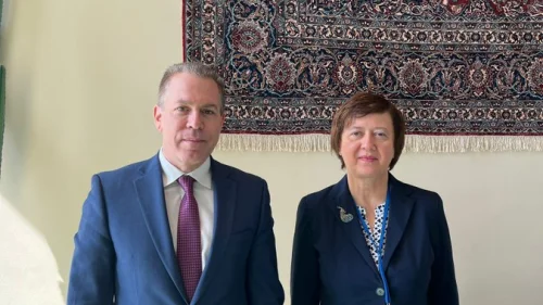 Israeli Ambassador to the United Nations Gilad Erdan and U.N. Special Coordinator for Lebanon Joanna Wronecka, March 16, 2022. Source: Twitter.