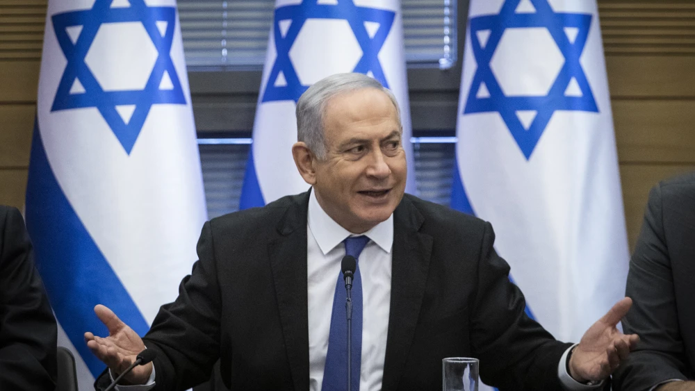 Israeli Prime Minister Benjamin Netanyahu speaks during a meeting of the right-wing parties bloc at the Knesset on Nov. 20, 2019. Photo by Hadas Parush/Flash90.