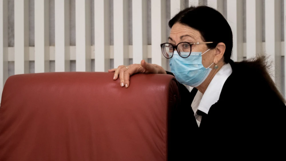 Israeli Supreme Court president Esther Hayut arrives at the Supreme Court in Jerusalem on May 11, 2020. Photo by Yonatan Sindel/Flash90.