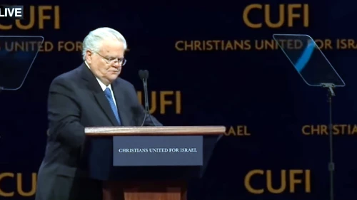 Pastor John Hagee at the 13th annual CUFI summit, held from July 23-24, 2018. Screenshot: YouTube.