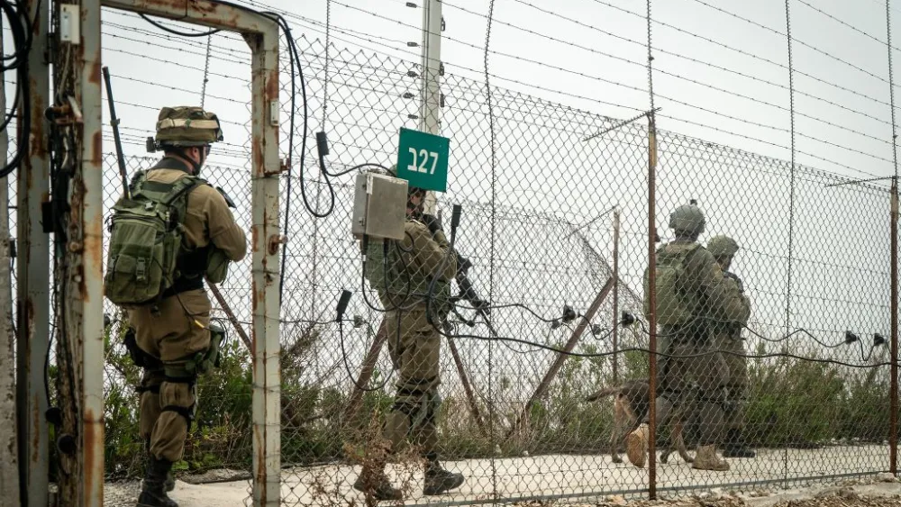 Israeli soldiers patrol the Lebanese border, April 26, 2021. Credit: IDF Spokesperson via TPS.