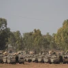 Israeli armored vehicles at a staging area in southern Israel near the border with the Gaza Strip on Nov. 13, 2019. Photo by Yonatan Sindel/Flash90.