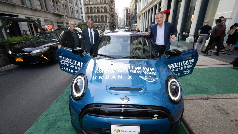From left to right: Mike Peyton, Vice President, MINI of the Americas, Mayor of Jerusalem, Moshe Lion, Erel Margalit, Founder and Chairman of JVP and Margalit Startup City at Margalit Startup City NYC on Sept 14. Credit: Courtesy.