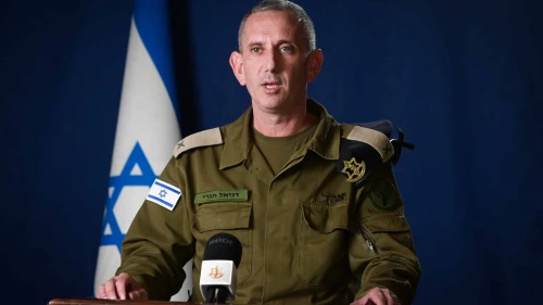 IDF Spokesperson Rear Adm. Daniel Hagari briefs reporters in Tel Aviv, Oct. 16, 2023. Photo by Avshalom Sassoni/Flash90.