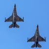 F-16 fighter jets fly above the Herzliya airport on Nov. 15, 2019. Photo by Moshe Shai/Flash90.