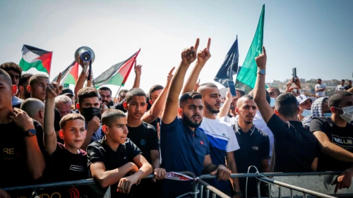 Israeli Arabs protest in Umm al-Fahm, Oct. 22, 2021. Photo by Jamal Awad/Flash90.