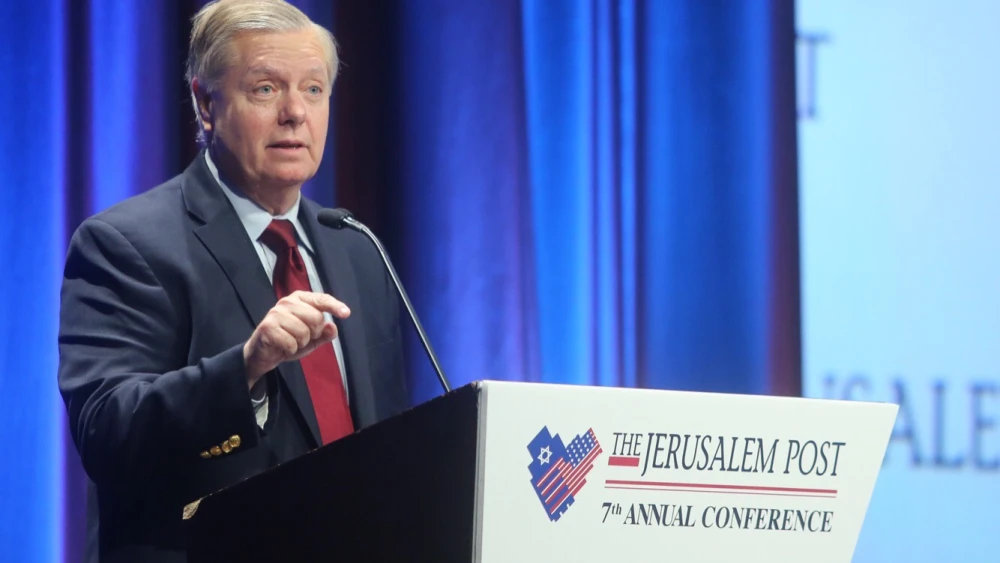 Sen. Lindsey Graham (R-S.C.) called for the renegotiation of a decade-long defense agreement between Israel and the United States while on a Middle East tour, March 2018. Credit: The Jerusalem Post.