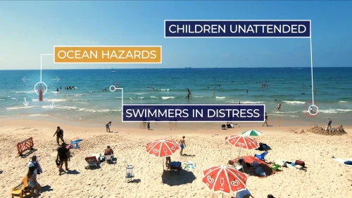 A new artificial-intelligence-based system developed by alumni of Ben-Gurion University of the Negev helps lifeguards monitor thousands of swimmers, as well as identify risky situations and other water hazards. Credit: Sightbit.