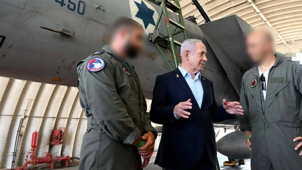 Israeli Prime Minister Benjamin Netanyahu during a visit to the Tel Nof Airbase in central Israel, June 16, 2025. Photo by Avi Ohayon/GPO