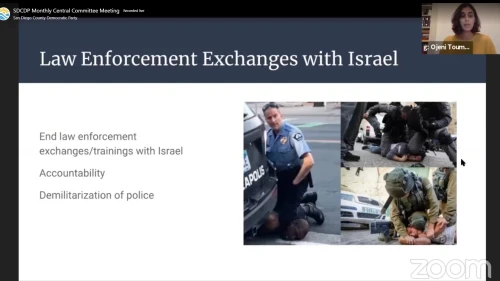 A screenshot of a recent panel discussion hosted by the San Diego County Democratic Party (SDCDP) Central Committee, Sept. 21, 2021. Source: Screenshot.