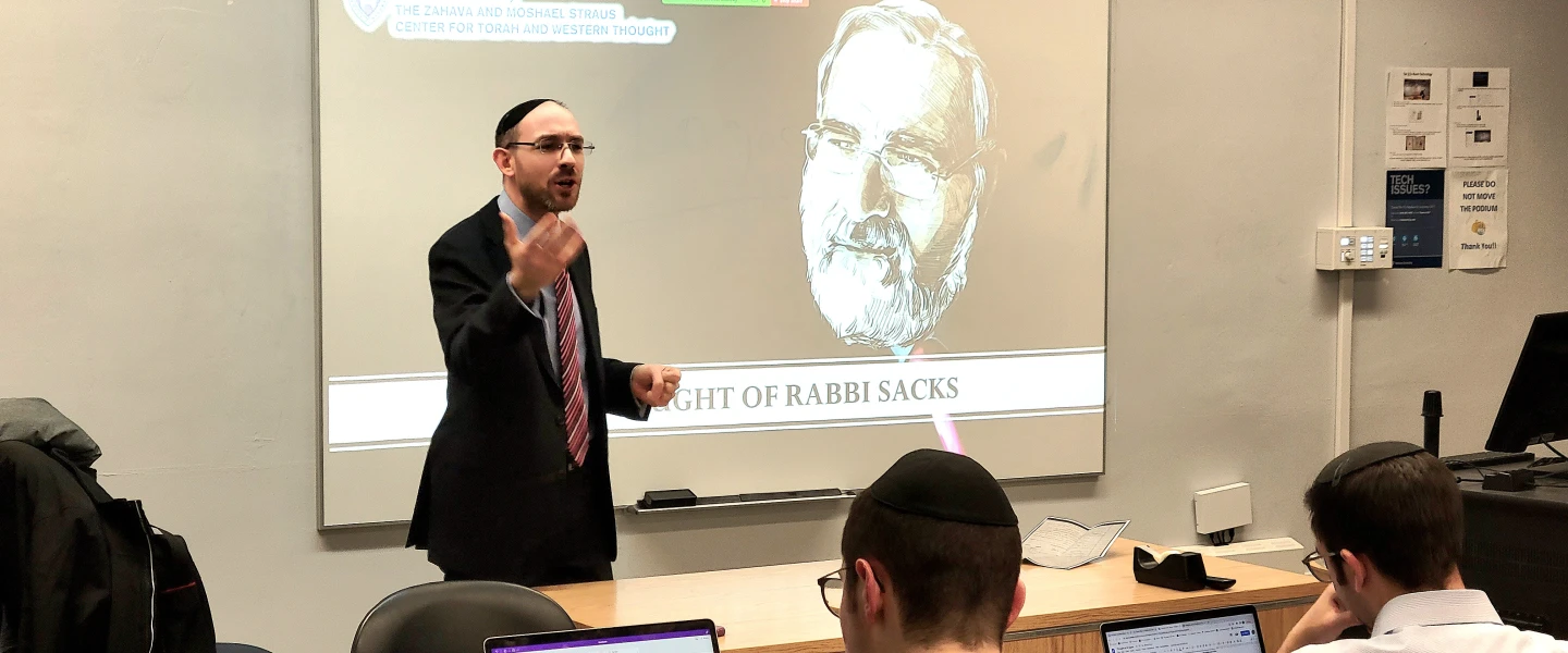 Dov Lerner, rabbi of the Young Israel of Jamaica Estates in Queens, N.Y., teaches lessons based on the religious thought and theories of the late Rabbi Jonathan Sacks. Courtesy of Dov Lerner.