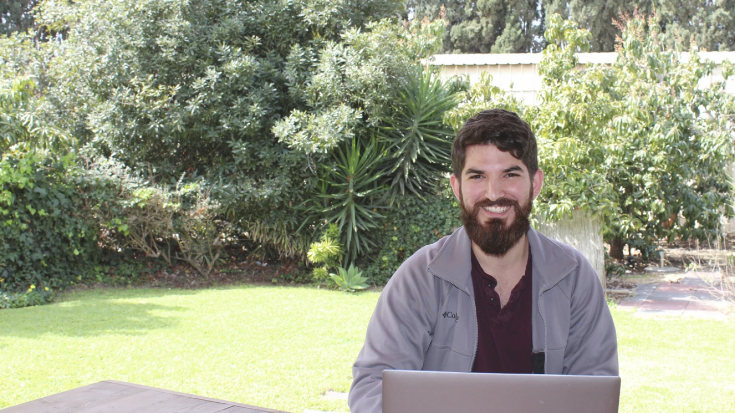 Lazer Mangel, 24, at sFBI, a “startup’s startup,” in Herzliya, Israel. Credit: Marshall Weiss