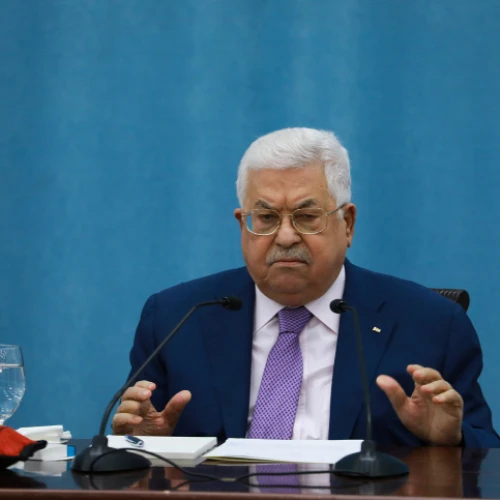 Palestinian Authority leader Mahmoud Abbas delivers a speech regarding the coronavirus outbreak, at P.A. headquarters in the West Bank city of Ramallah, on May 5, 2020. Photo by Flash90.