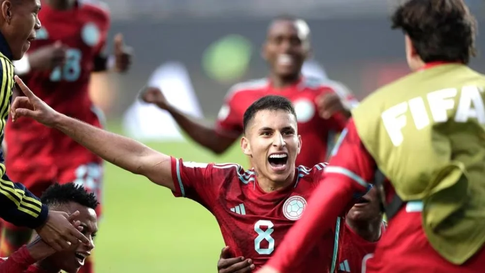 Colombian midfielder Gustavo Puerta after scoring the game winner against Israel in La Plata, Argentina, May 21, 2023. Source: Twitter.