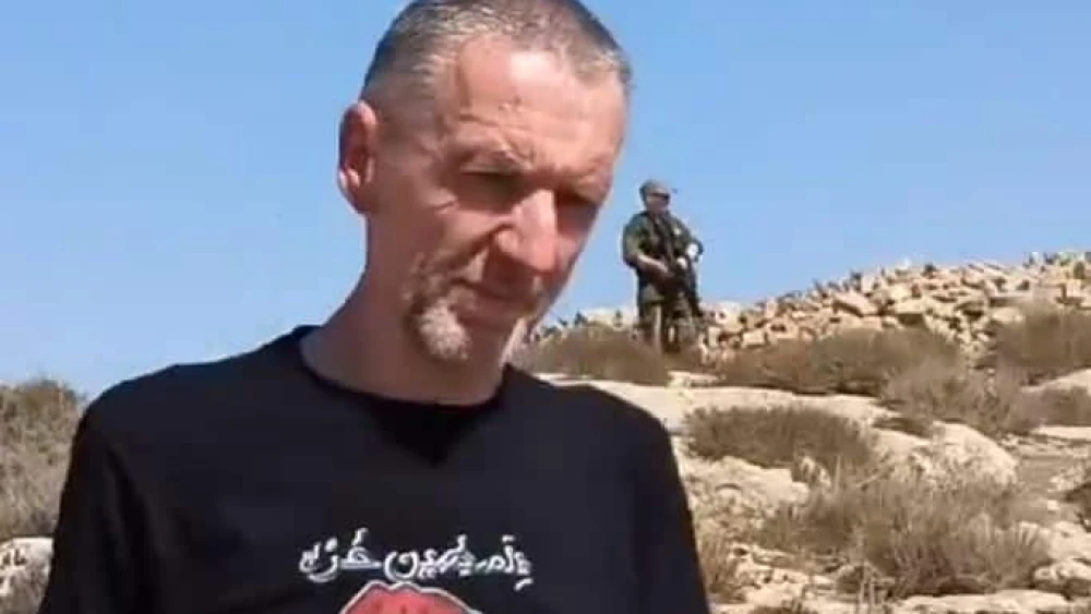 Irish ISM activist Mick Bowman near Maon on Oct. 25, 2023. He arrived in Israel in September after well-publicized pro-BDS march through Europe. Source: Facebook.