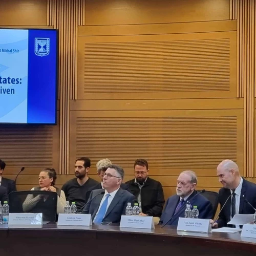U.S. Ambassador Mike Huckabee attends the Knesset Caucus for Israel–US Relations