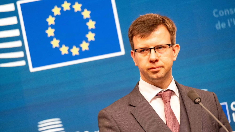 János Bóka during the General Affairs Council the meeting of European affairs ministers in the European Council an institution of the European Union in Brussels in Belgium on Dec. 17, 2024. (Photo by Martin Bertrand / Hans Lucas / Hans Lucas via AFP)