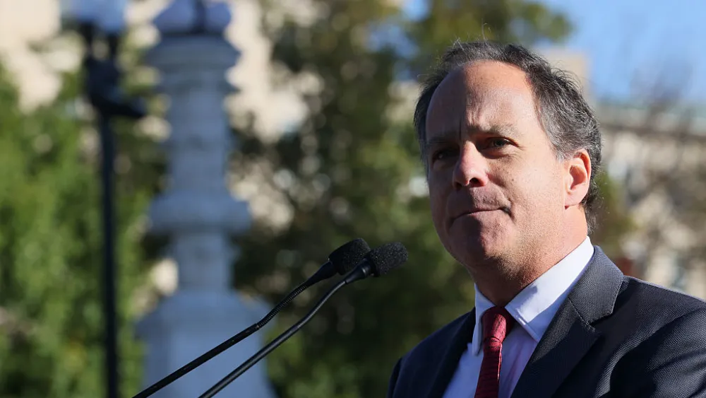 Rabbi Jonah Pesner during a rally outside the U.S. Supreme Court as the justices reheard arguments in Louisiana v. Callais, Oct. 15, 2025. Credit: Jemal Countess/Getty Images for the Legal Defense Fund.