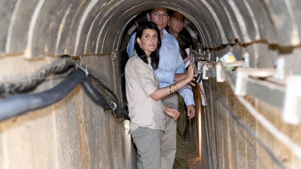 U.S. Ambassador to the U.N. Nikki Haley visits a tunnel built by Hamas on the border of Israel with the Gaza Strip, June 8, 2017. Photo by Matty Stern/U.S. Embassy Tel Aviv.