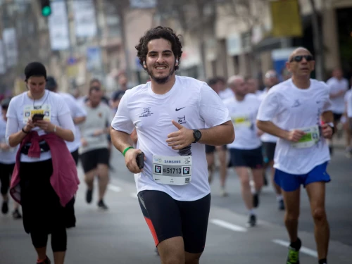 Runners take part in a marathon in Israel's coastal city of Tel Aviv on Feb. 28, 2020. Photo by Miriam Alsterýþ/Flash90.