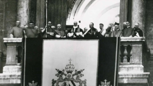 Pope Pius XII on the veranda at St. Peter's Basilica in Rome after his election, March 2, 1939. Credit: Brazilian National Archives via Wikimedia Commons.