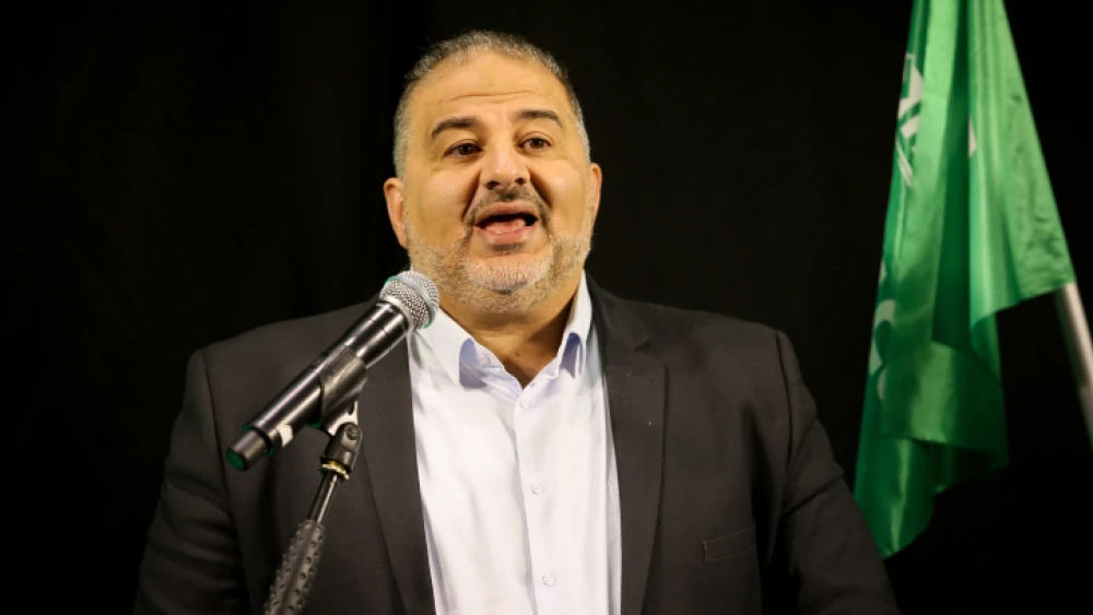 Ra'am Party leader Mansour Abbas speaks during a press conference in Nazareth on April 1, 2021. Photo by David Cohen/Flash90.