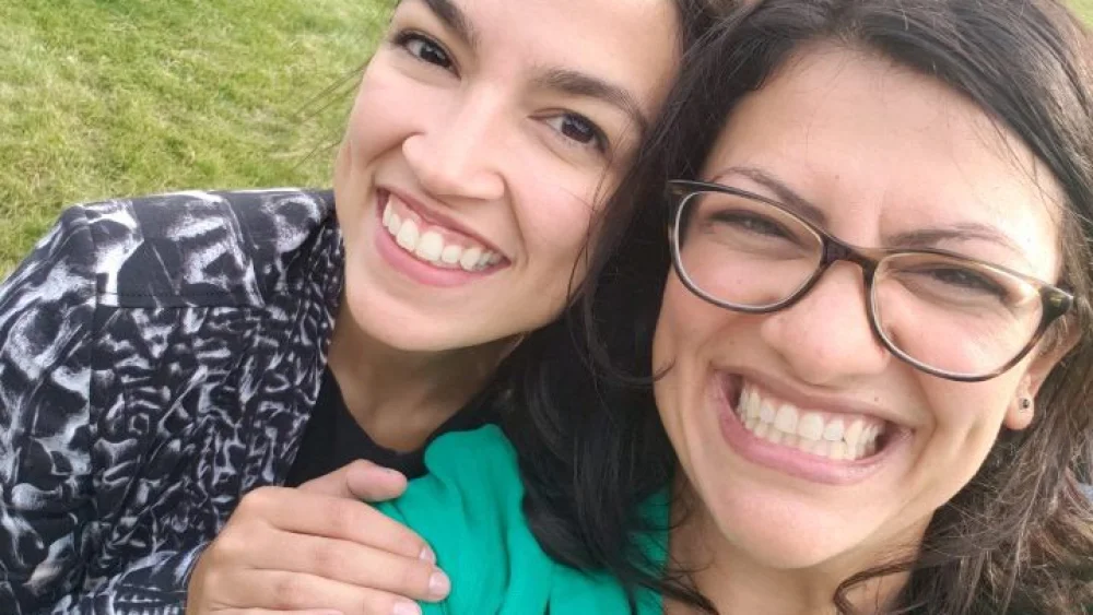 Rashida Tlaib (right), a Palestinian American who recently won her race for Congress in Michigan, appearing along with fellow incoming Democrat from New York Alexandria Ocasio-Cortez. Credit: Rashida Tlaib/Twitter.