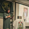 Hezbollah spokesman Ibrahim al-Mousawi addresses University of Cape Town students via Zoom, Sept. 15, 2023. Courtesy of the SA Jewish Report.