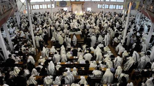 Jews pray in a synagogue in Uman, Ukraine, before the start of Rosh Hashanah, Sept. 16, 2012. Photo by Yaakov Naumi/Flash90.