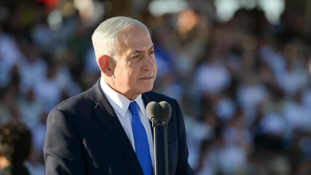 Prime Minister Benjamin Netanyahu addresses IDF officers at a graduation ceremony for the Combat Officers’ Course at the Bahad 1 military academy in Mitzpe Ramon on June 25, 2026. Credit: GPO.