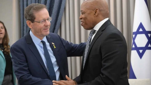 New York City Mayor Eric Adams meets Israeli President Isaac Herzog in Jerusalem, Nov. 17, 2025. Photo by Amos Ben Gershom/GPO.