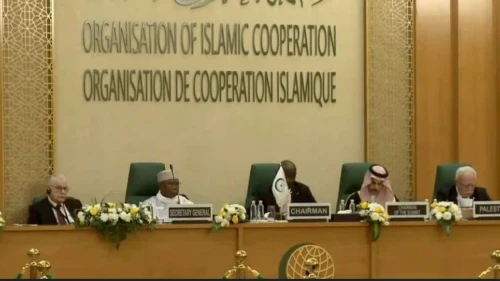 An Organization of Islamic Cooperation (OIC) summit held in Gambia calling for increased funding for UNRWA, and condemning Israeli massacres against Palestinians, May 5, 2024. Credit: OIC.