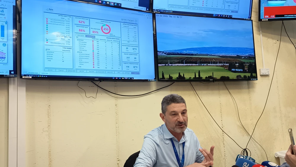 Dr Tzvi Sheleg in the underground command center at the Galilee Medical Center