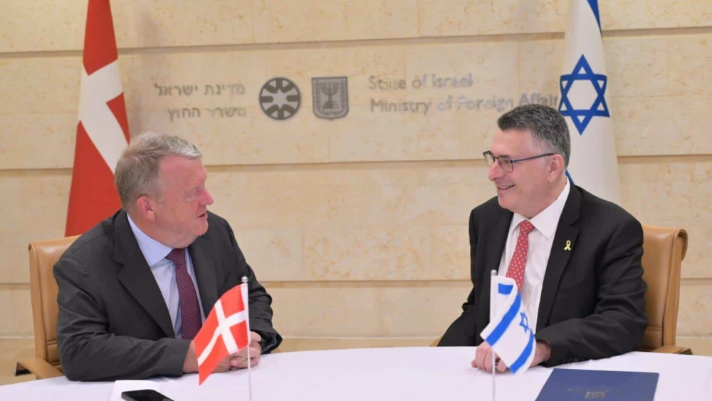 Danish Foreign Minister Lars Løkke Rasmussen and Israeli Foreign Minister Gideon Sa'ar at the Foreign Ministry in Jerusalem, Sept. 7, 2025. Credit: Israeli Foreign Ministry.