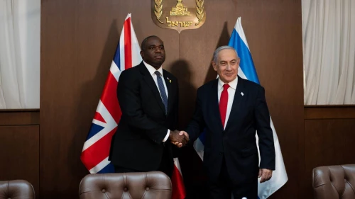 Israeli Prime Minister Benjamin Netanyahu hosts then-U.K. Foreign Secretary David Lammy in Jerusalem, July 14, 2024. Credit: U.K. Foreign Office.